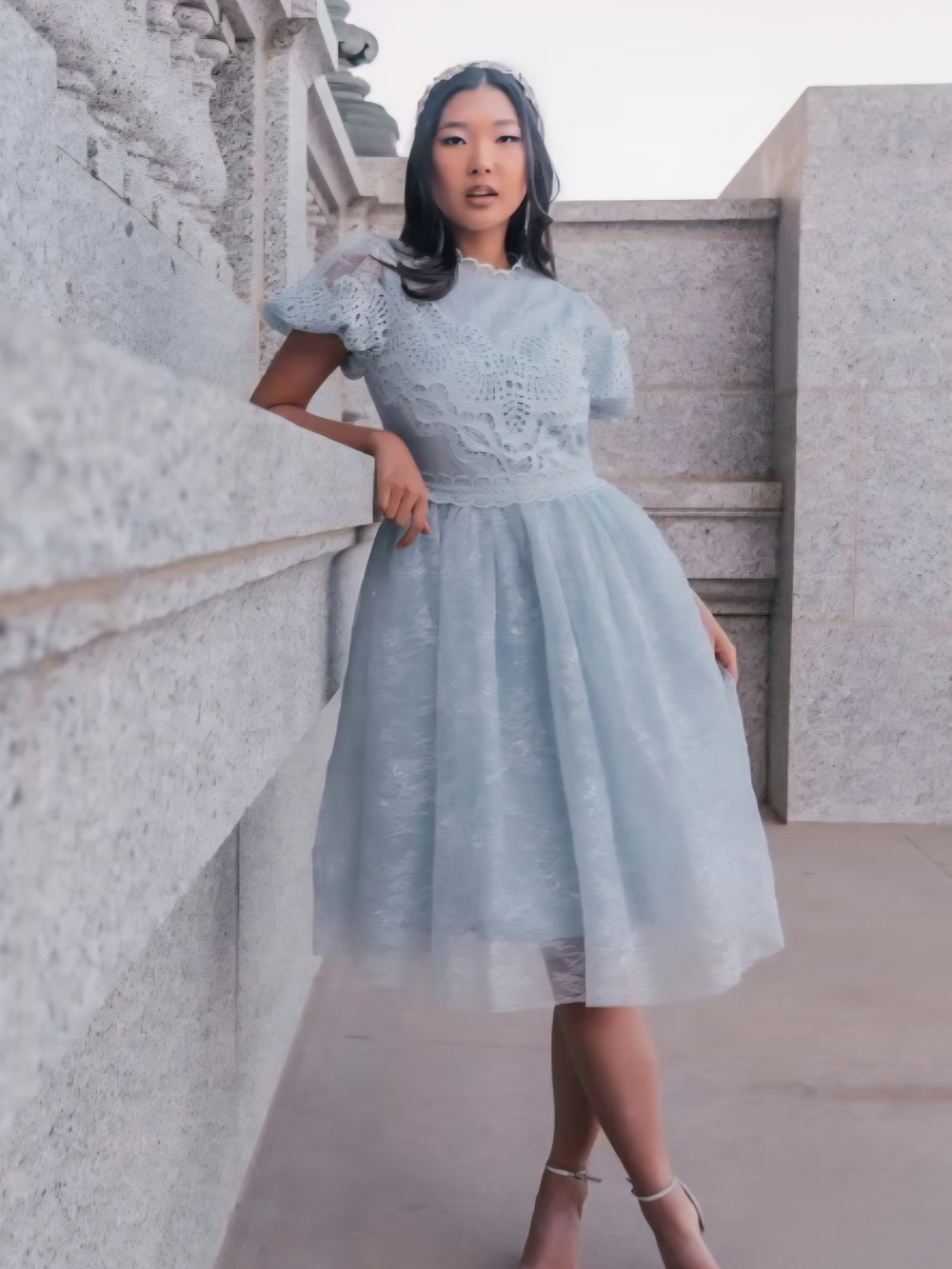 JessaKae Light Blue Lace Midi Dress